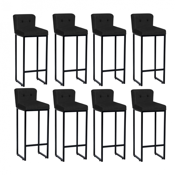 Kit 08 Banqueta Alta Com Encosto Lucca Industrial Cozinha Bal