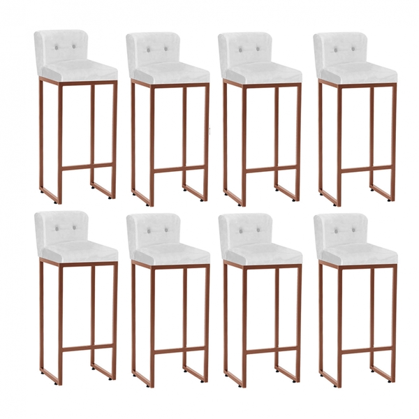 Kit 08 Banqueta Alta Com Encosto Lucca Industrial Cozinha Bal