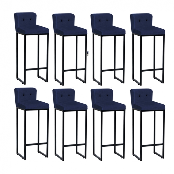 Kit 08 Banqueta Alta Encosto Lucca Industrial Cozinha Balcão