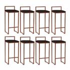 Kit 08 Banqueta Alta Industrial Balcão Bistrô Ferro Bronze