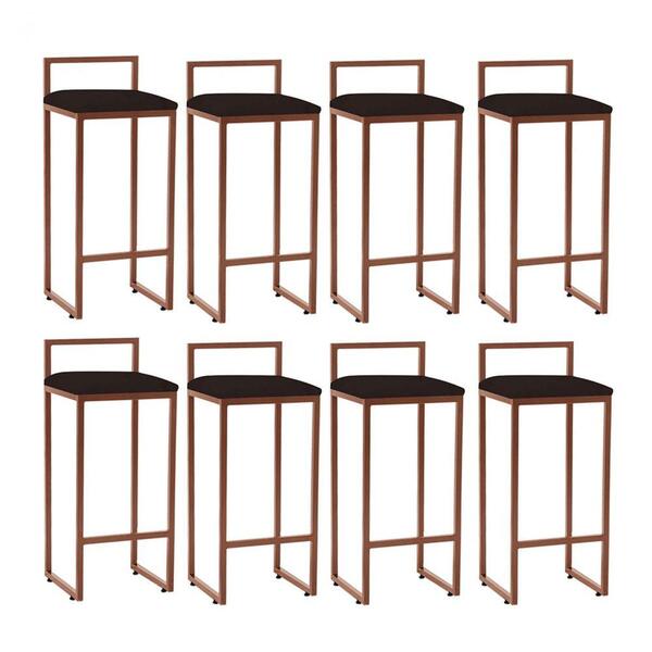 Kit 08 Banqueta Alta Industrial Balcão Bistrô Ferro Bronze