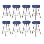 Kit 08 Banqueta Alta Laisa Bronze Suede Azul Marinho