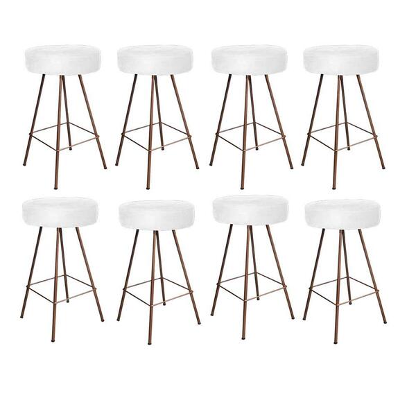 Kit 08 Banqueta Alta Laisa Bronze Suede Branco