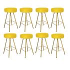 Kit 08 Banqueta Alta Laisa Dourado Suede Amarelo
