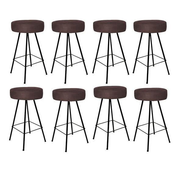 Kit 08 Banqueta Alta Laisa Preto Corino Marrom