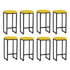 Kit 08 Banqueta Alta Lara Ferro Bronze Corino Amarelo