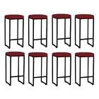 Kit 08 Banqueta Alta Lara Ferro Bronze Suede Vermelho