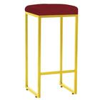 Kit 08 Banqueta Alta Lara Ferro Dourado Corino Vermelho