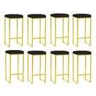 Kit 08 Banqueta Alta Lara Ferro Dourado Preto