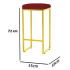 Kit 08 Banqueta Alta Lara Ferro Dourado Suede Vermelho