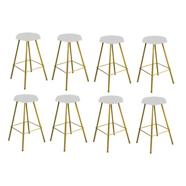 Kit 08 Banqueta Alta Lari Eiffel Dourado Branco