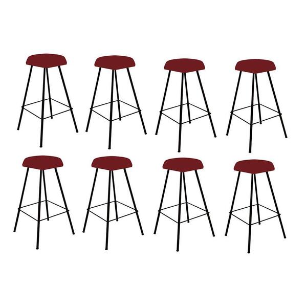 Kit 08 Banqueta Alta Lari Eiffel Preto Vermelho