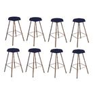 Kit 08 Banqueta Alta Lari Eiffel Suede Azul Marinho