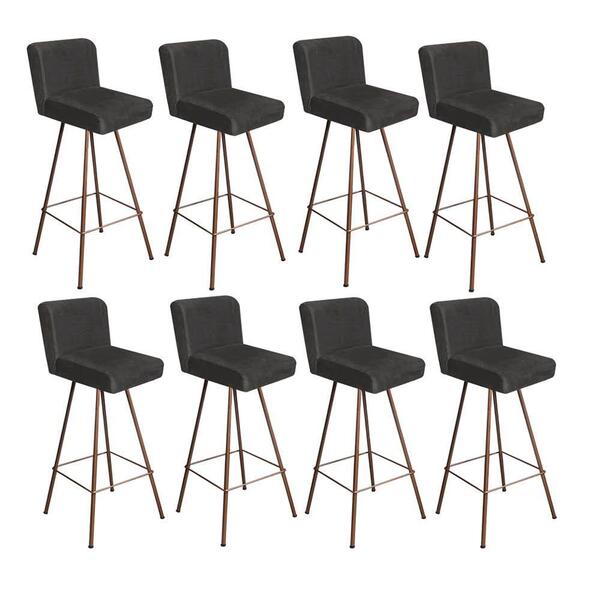 Kit 08 Banqueta Alta Lexi Bronze Suede Cinza