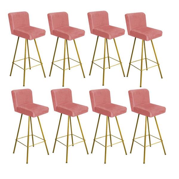 Kit 08 Banqueta Alta Lexi Dourado Suede Rose Gold