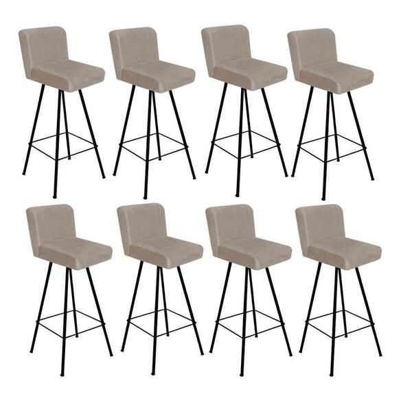 Kit 08 Banqueta Alta Lexi Preto Suede Bege