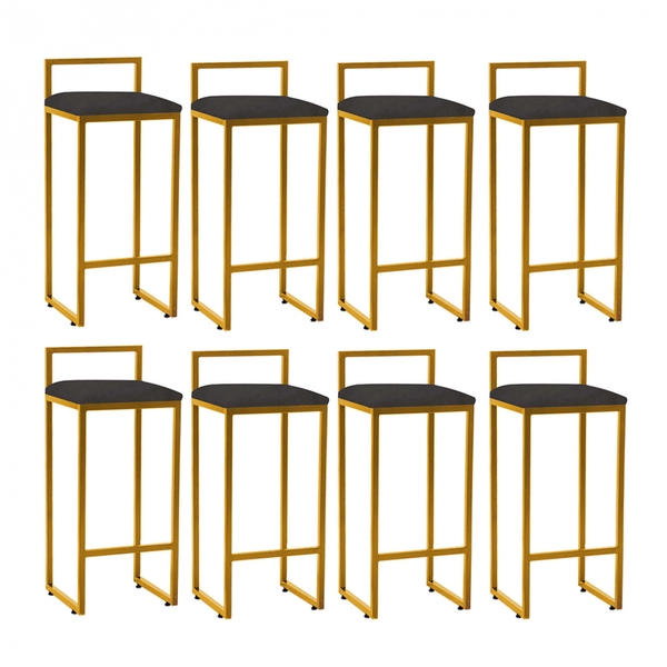 Kit 08 Banqueta Alta Lina Industrial Cozinha Bar Balcão Bistr