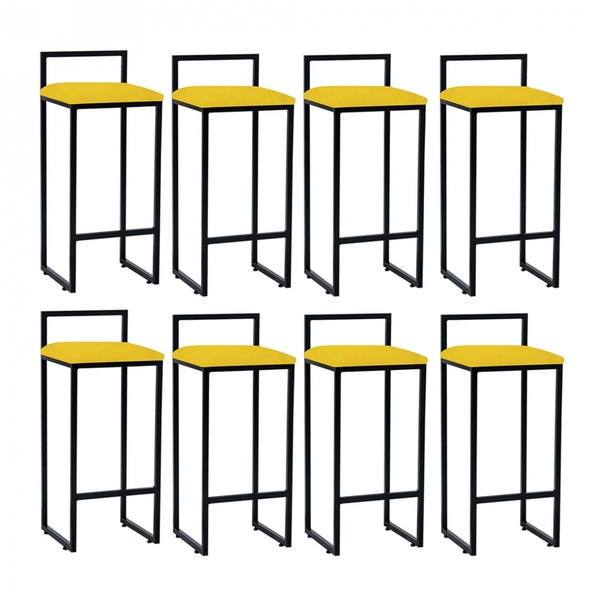 Kit 08 Banqueta Alta Lina Industrial Cozinha Bar Balcão Bistr