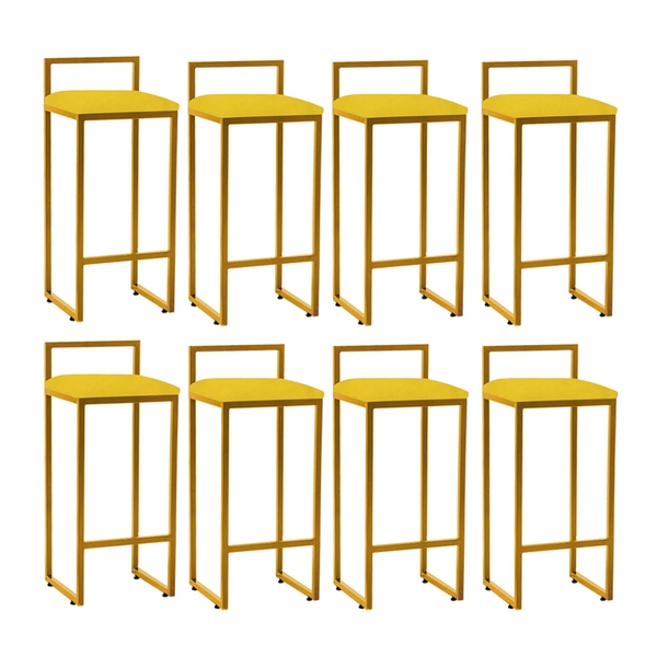 Kit 08 Banqueta Alta Lina Industrial Cozinha Bar Balcão Bistr