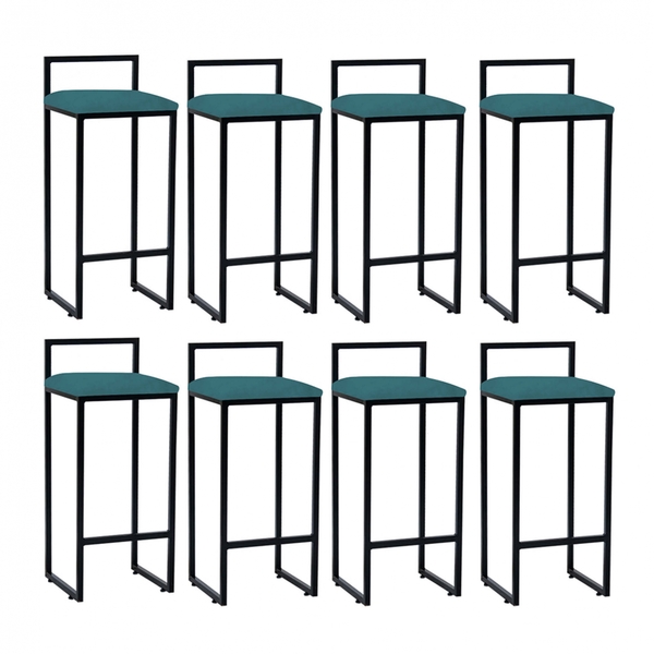 Kit 08 Banqueta Alta Lina Industrial Cozinha Bar Balcão Bistr