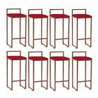 Kit 08 Banqueta Alta Lina Industrial Cozinha Bar Balcão Bistr