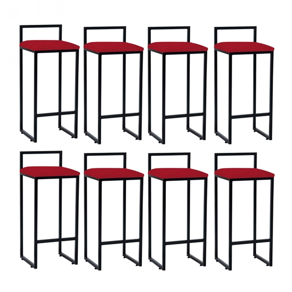 Kit 08 Banqueta Alta Lina Industrial Cozinha Bar Balcão Bistr