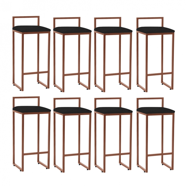 Kit 08 Banqueta Alta Lina Industrial Cozinha Bar Balcão Bistr