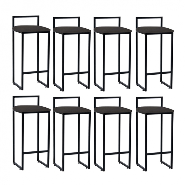 Kit 08 Banqueta Alta Lina Industrial Cozinha Bar Balcão Bistr