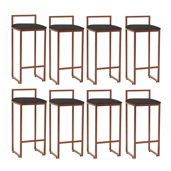 Kit 08 Banqueta Alta Lina Industrial Cozinha Bar Balcão Bistr