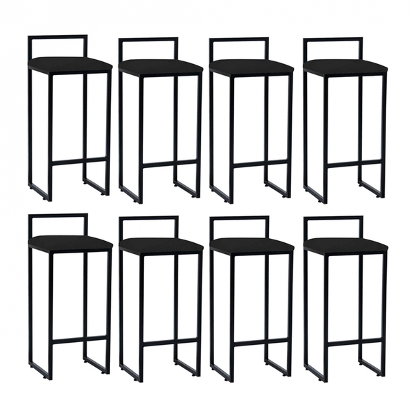 Kit 08 Banqueta Alta Lina Industrial Cozinha Bar Balcão Bistr