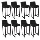 Kit 08 Banqueta Alta Linne Preto Corino Preto