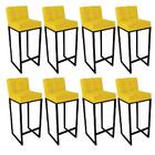 Kit 08 Banqueta Alta Linne Preto Suede Amarelo