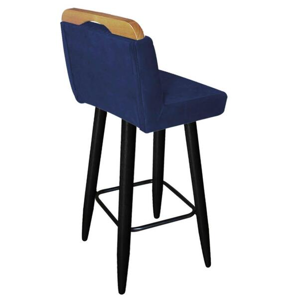 Kit 08 Banqueta Alta Lith Suede Azul Marinho