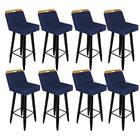 Kit 08 Banqueta Alta Lith Suede Azul Marinho