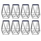 Kit 08 Banqueta Alta Lolli Preto Suede Azul Marinho