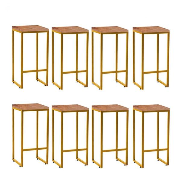 Kit 08 Banqueta Alta Lua Industrial Bistrô Ferro Dourado