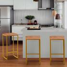 Kit 08 Banqueta Alta Lua Industrial Bistrô Ferro Dourado