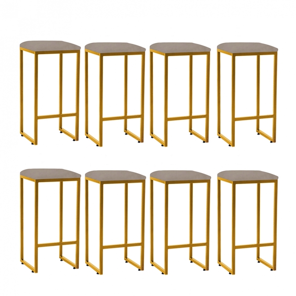 Kit 08 Banqueta Alta Lua Industrial Cozinha Bar Balcão Bistrô