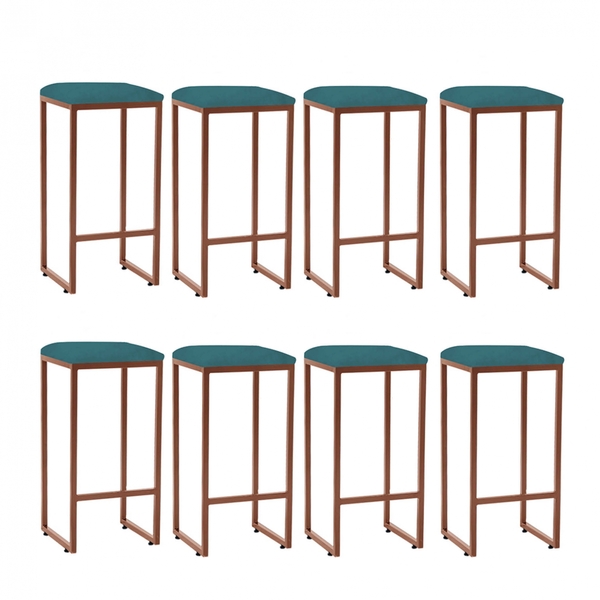 Kit 08 Banqueta Alta Lua Industrial Cozinha Bar Balcão Bistrô