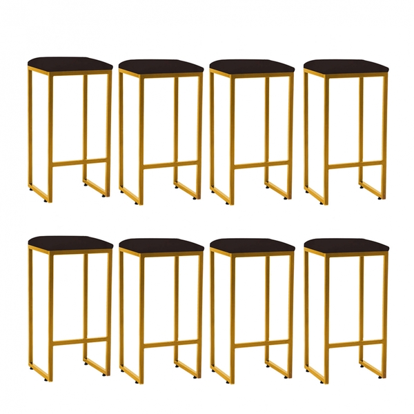 Kit 08 Banqueta Alta Lua Industrial Cozinha Bar Balcão Bistrô