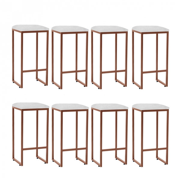 Kit 08 Banqueta Alta Lua Industrial Cozinha Bar Balcão Bistrô