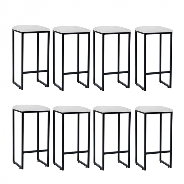 Kit 08 Banqueta Alta Lua Industrial Cozinha Bar Balcão Bistrô
