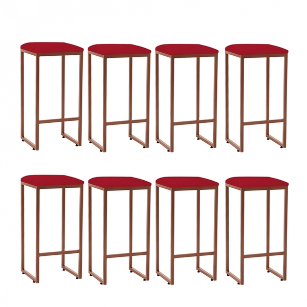 Kit 08 Banqueta Alta Lua Industrial Cozinha Bar Balcão Bistrô