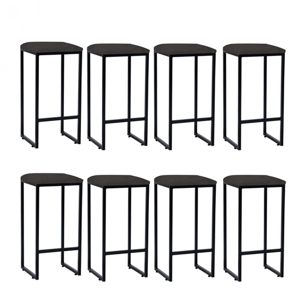 Kit 08 Banqueta Alta Lua Industrial Cozinha Bar Balcão Bistrô