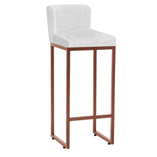 Kit 08 Banqueta Alta Lucca Ferro Bronze Corino Branco