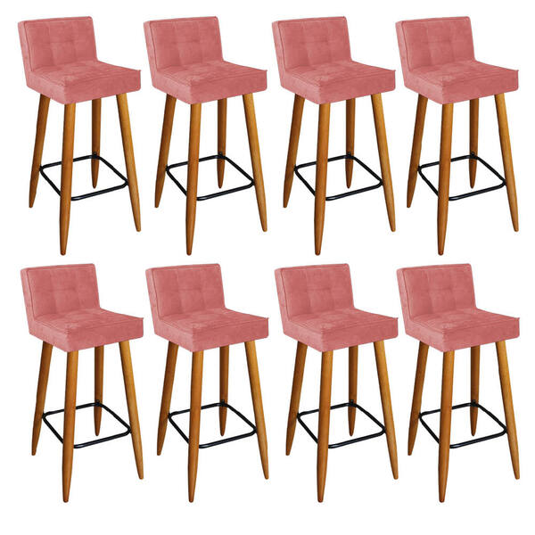 Kit 08 Banqueta Alta Lucy Com Encosto Cozinha Bar Balcão Bist