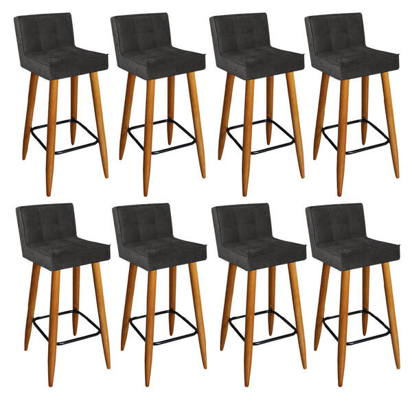 Kit 08 Banqueta Alta Lucy Com Encosto Cozinha Bar Balcão Bist