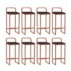 Kit 08 Banqueta Alta Luffi Com Encosto Bronze Marrom