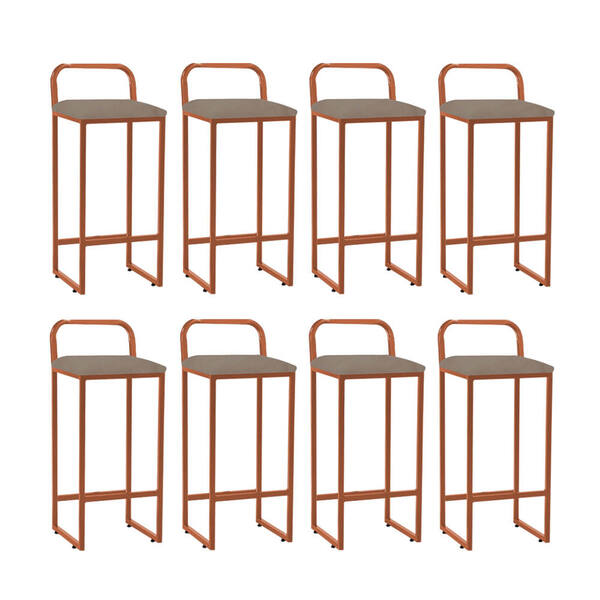 Kit 08 Banqueta Alta Luffi Com Encosto Cozinha Bar Balcão Bis