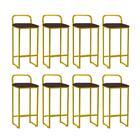 Kit 08 Banqueta Alta Luffi Com Encosto Dourado Marrom